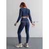 Жіночий безшовний комплект в рубчик Leggings Rib + Crop Top 17 (Blue) Жіночий безшовний комплект в рубчик Leggings Rib + Crop Top 17 (Blue)